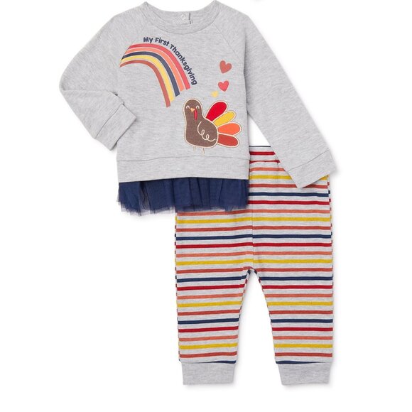 Way To Celebrate Baby Unisex Thanksgiving Outfit, Size 0-3M - Picture 2 of 5